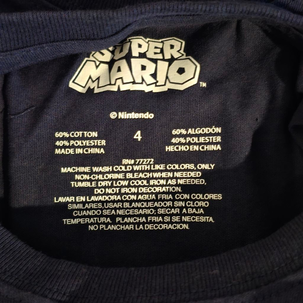 Kids Super Mario T-Shirt Navy/Red Size 4 and Size 6 Available - Picture 4 of 4